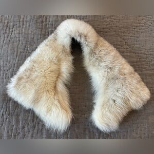 Vintage Silver Cream White Gray Fox Fur Collar Wrap Scarf Genuine ***see note***
